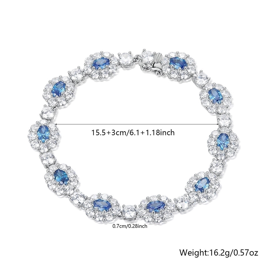 Sterling Silver White Gold Plated Luxurious Flower Zirconia Bracelets