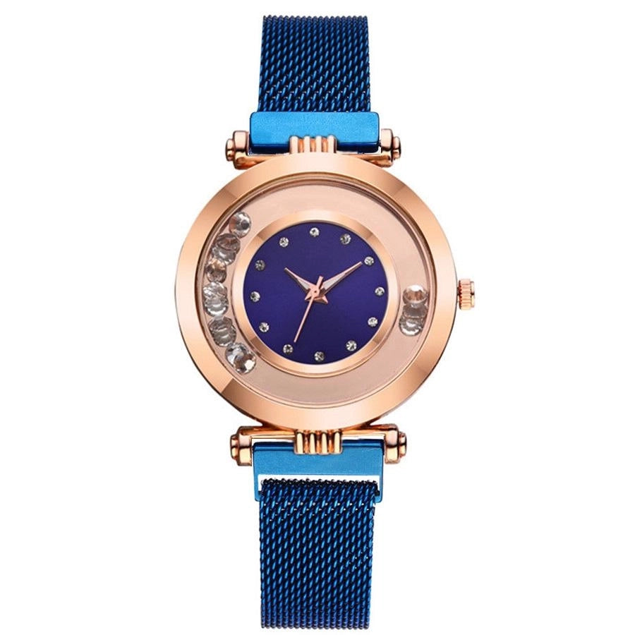 Coloured style rounded diamond face watch