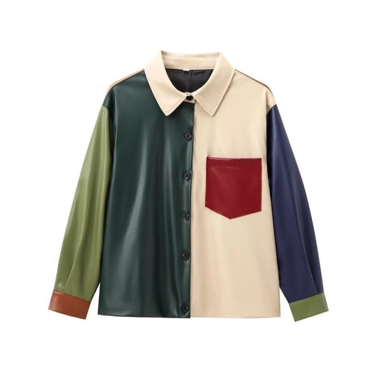 Block Coloured Leather Shirt