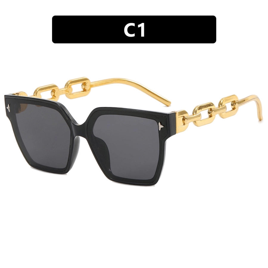 elegant color block leopard pc square full frame women's sunglasses