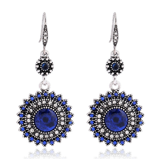 1 pair elegant ethnic style zircon drop earrings