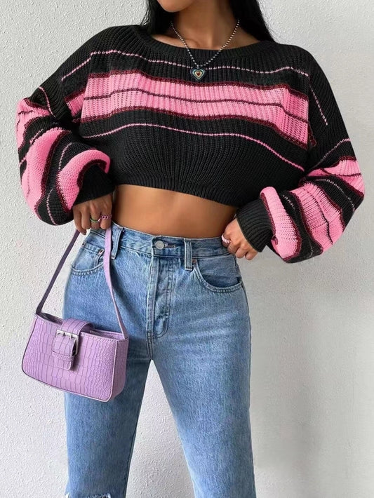 Casual Colour Block Stripe Sweater