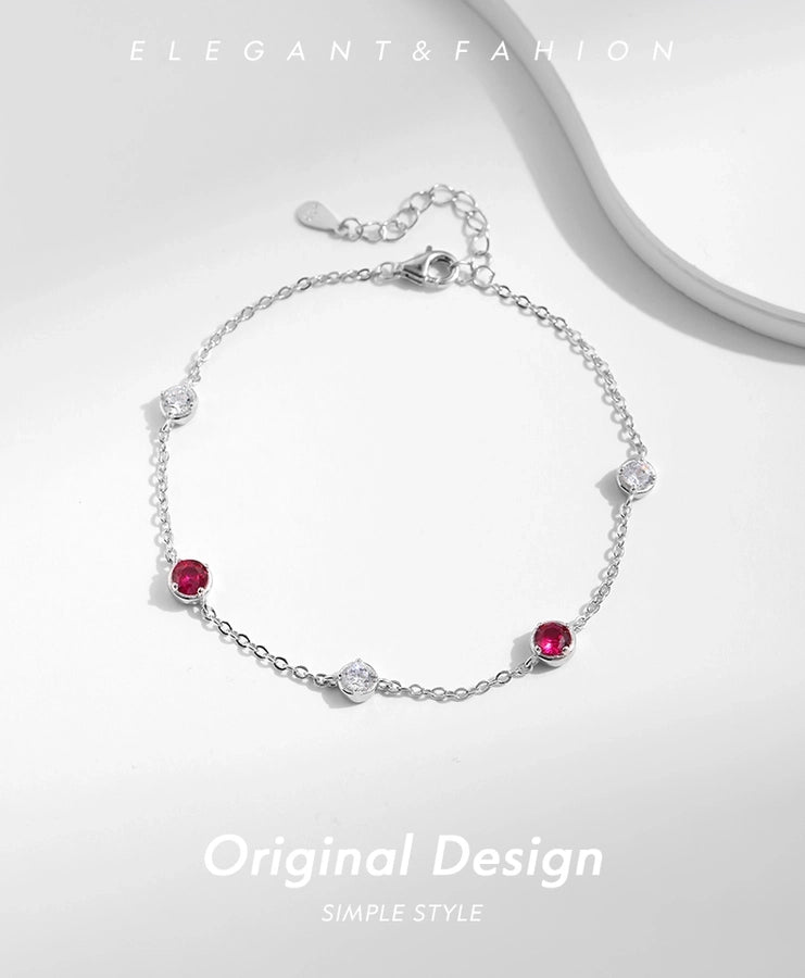 Elegant round coloured block sterling silver bracelet