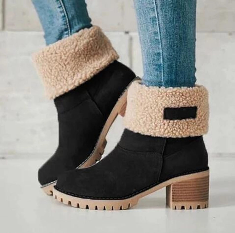 Wool plush short velvet boots