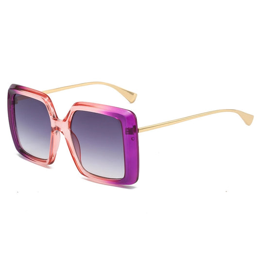 elegant basic gradient color pc square full frame women's sunglasses