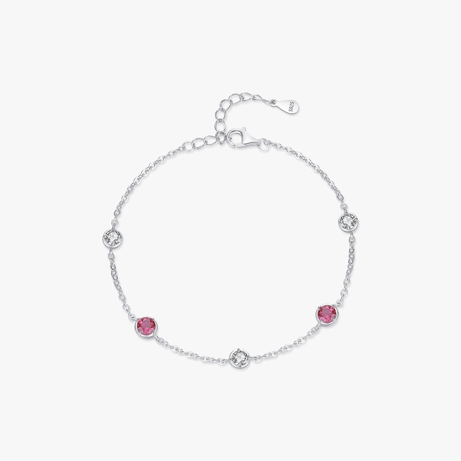 Elegant round coloured block sterling silver bracelet