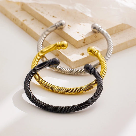 spiral stripe plating twisted cable bracelet