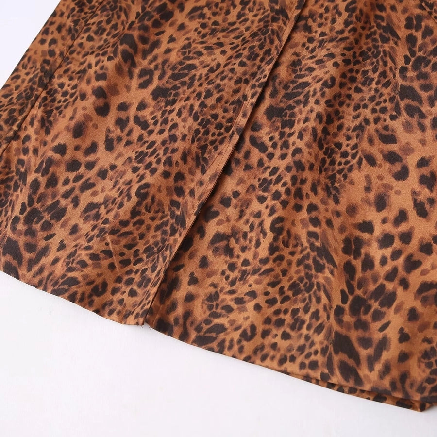 Loose animal print trench coat