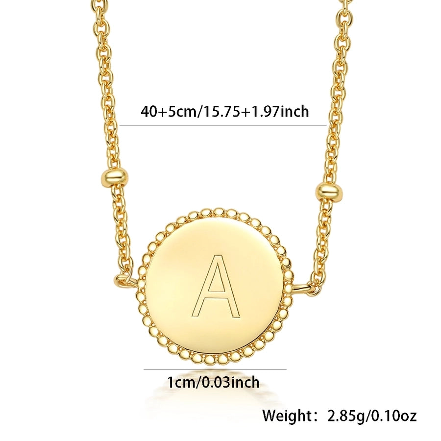 Sterling Silver Gold Plated Round Letter Necklace