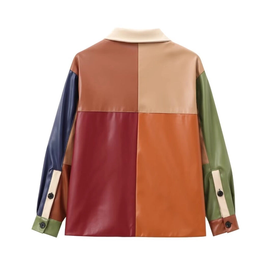 Block Coloured Leather Shirt