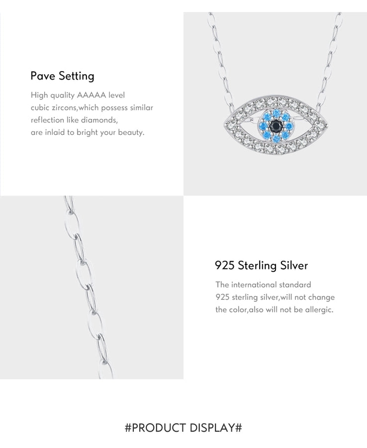 Blue eye sterling silver necklace