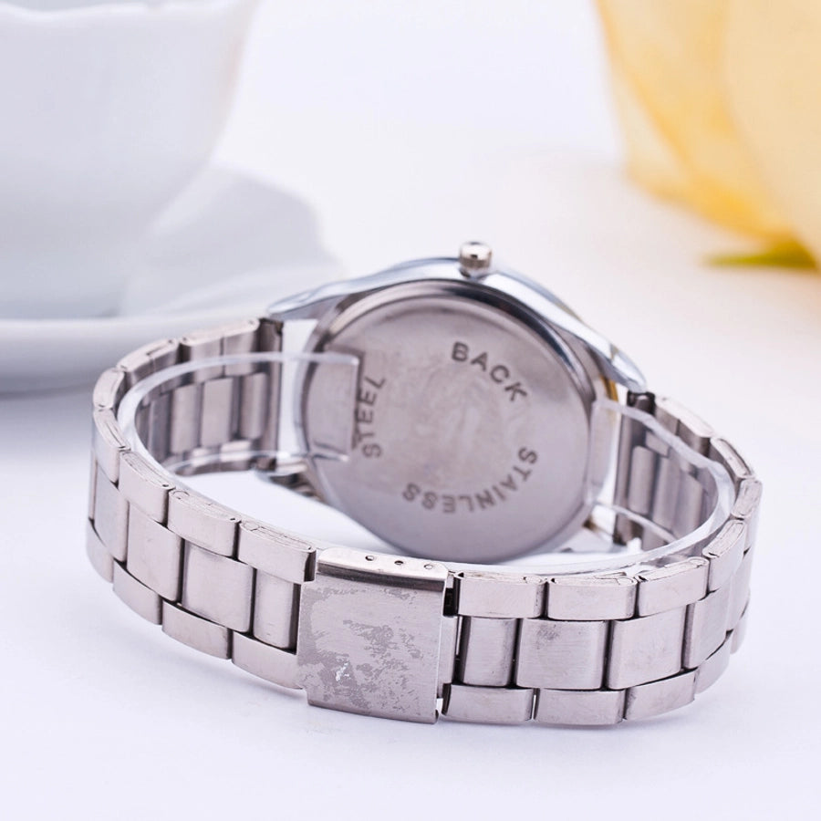 Geneva Roman scale quartz steel band watch