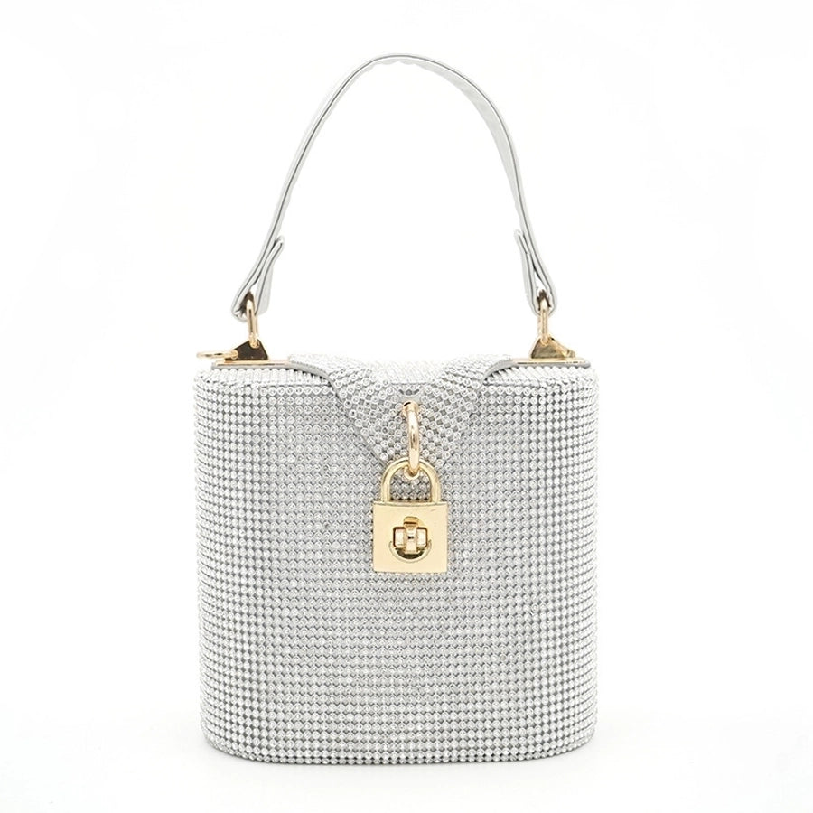 Rhinestone satin Solid Color Bucket Evening Bags