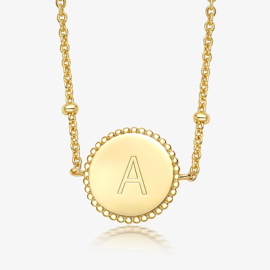 Sterling Silver Gold Plated Round Letter Necklace